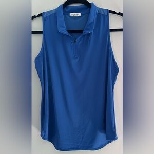 PINSPARK Women Sleeveless Polo UPF 50+ V-Neck 1/4 Zip Tank Top Sz Med Pre-Loved